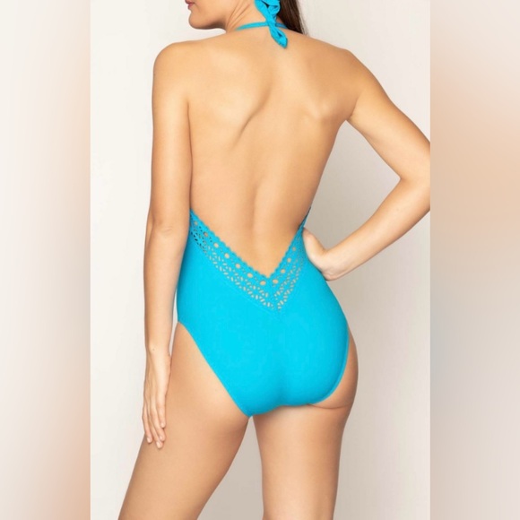 New Lise Charmel Ajourage Plunge Front Cut-out Swimsuit Turquoise Small - Picture 11 of 11